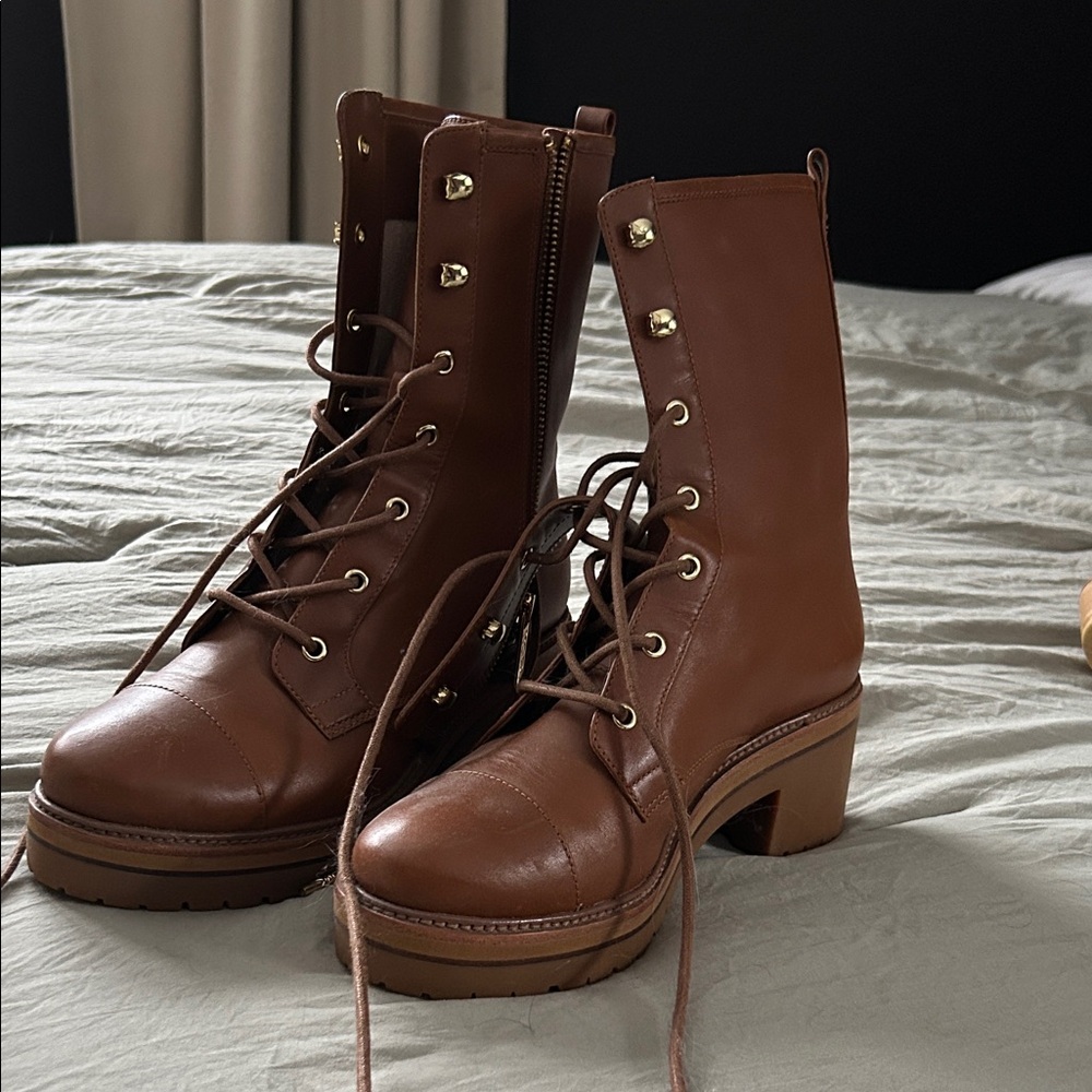 Michael Kors Brown Lace-Up Boots